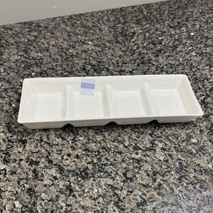 Portugal White Divided Ceramic Tray NEW 17 by 6